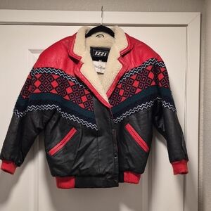 Izzi For Stern And Mann Leather Bomber Jacket